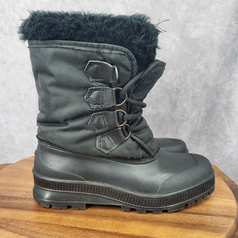 Sorel Kaufman Snow Moon Boots‎ Women's 7 Black Waterproof Felt Liner Canada